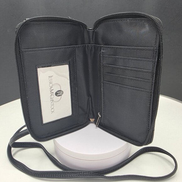 Jessica McClintock Quilted Crossbody Wristlet Phone Case 4CC Cash ID Slots Coin - Picture 3 of 4